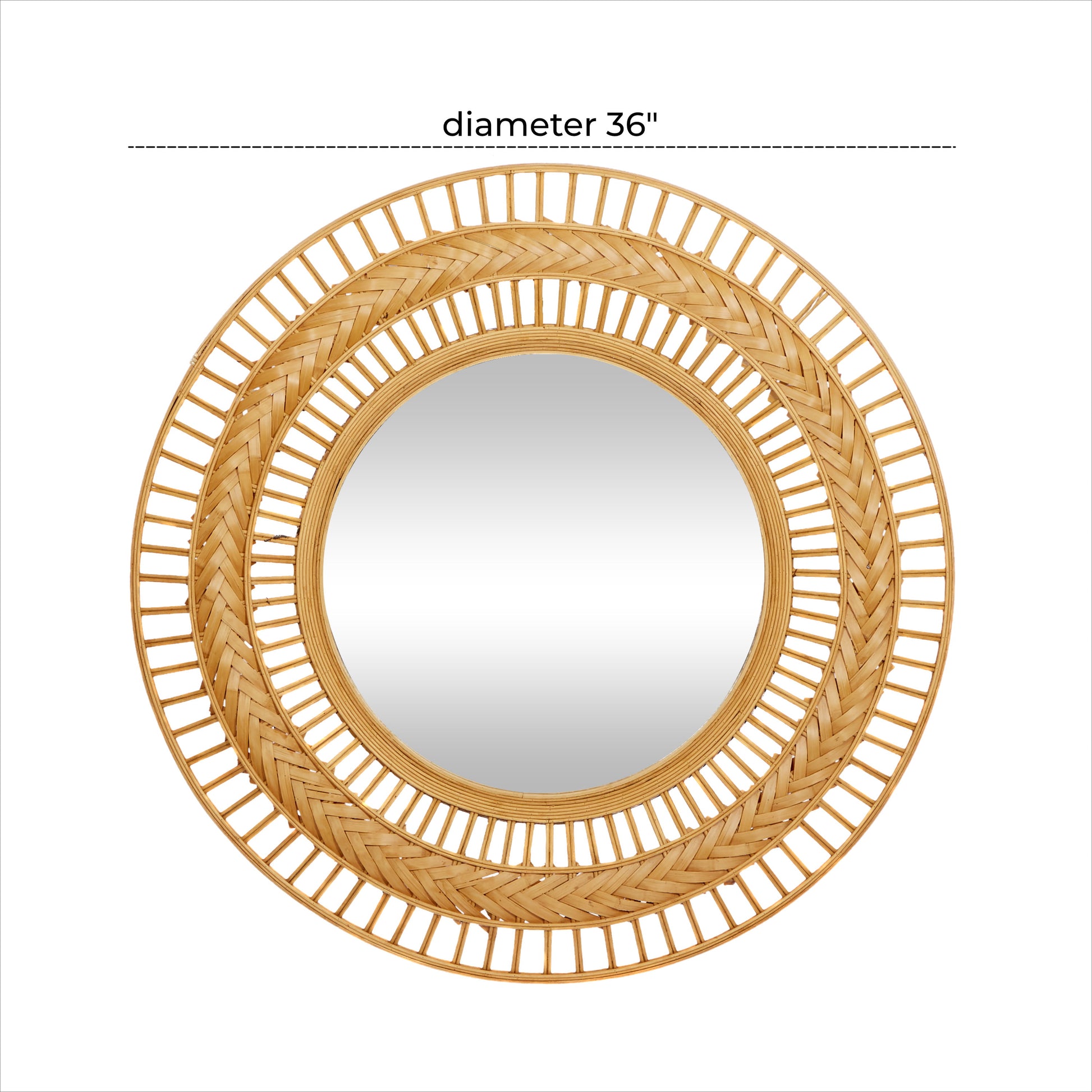 36" X 36" Brown Handmade Intricately Weaved Wall Mirror