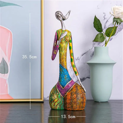 Painting Woman Resin Statue Figurines for Interior Home Decor Living Room Decoration Accessories Sculpture Modern Art A3548