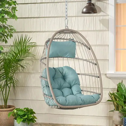 Egg Swing Chair with Stand, Rattan Wicker Hanging Egg Chair for Indoor Outdoor Bedroom Patio Hanging Basket Chair Hammock