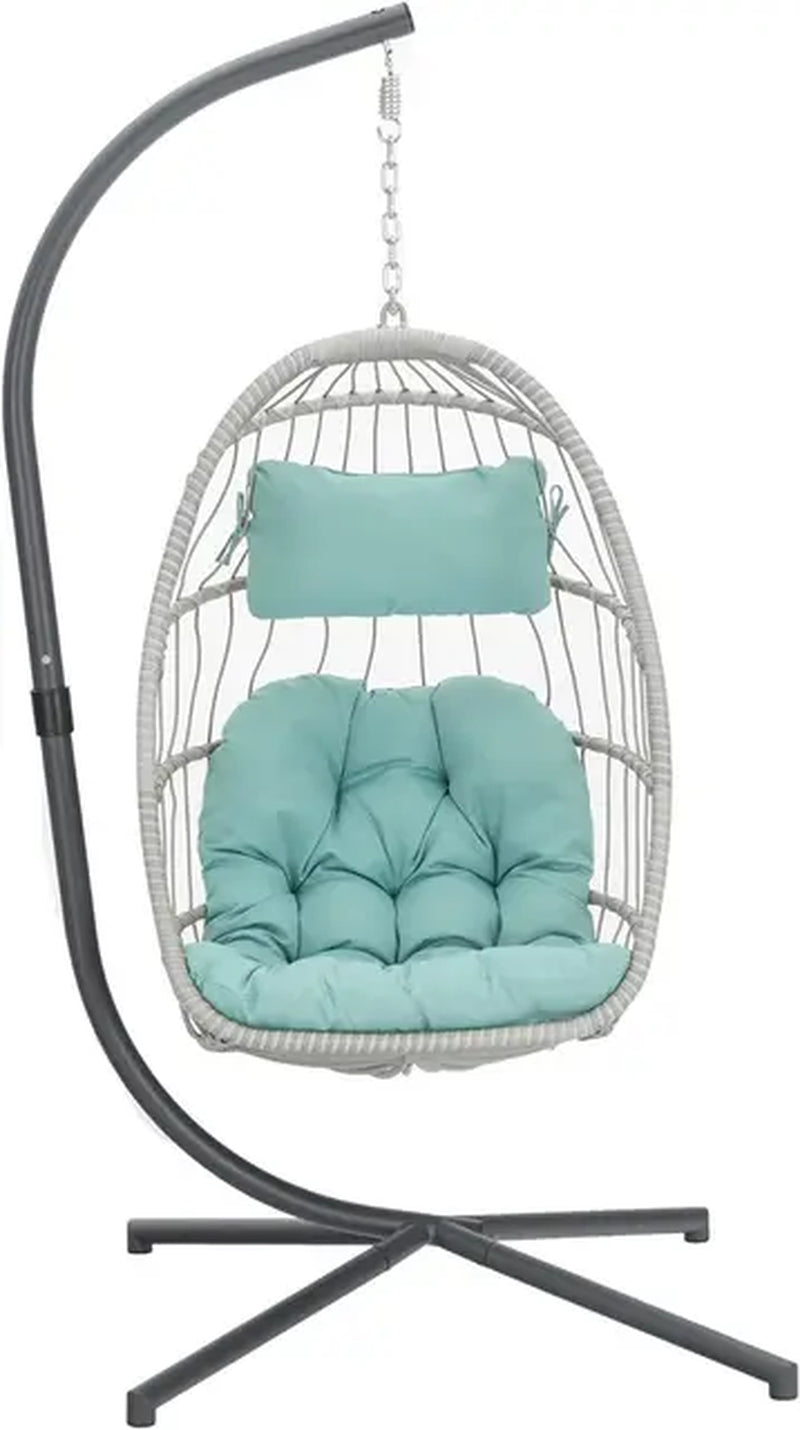 Egg Swing Chair with Stand, Rattan Wicker Hanging Egg Chair for Indoor Outdoor Bedroom Patio Hanging Basket Chair Hammock