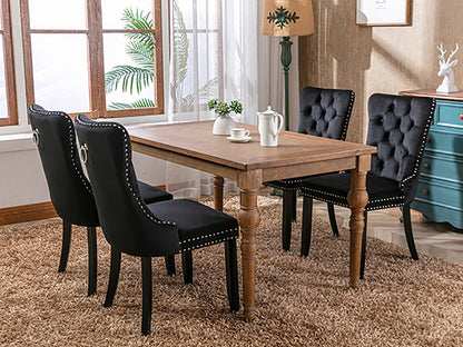 Black Velvet Dining Chairs Set of 2, Kitchen & Dining Room Chairs Set of 2, Tufted Dining Chairs, Velvet Upholstered Dining Chairs, Solid Wood Frame (Black, Set of 2)