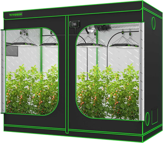 S888 8X8 Grow Tent, 96"X96"X80" High Reflective Mylar with Observation Window and Floor Tray for Hydroponics Indoor Plant for VS4000/VSF4300