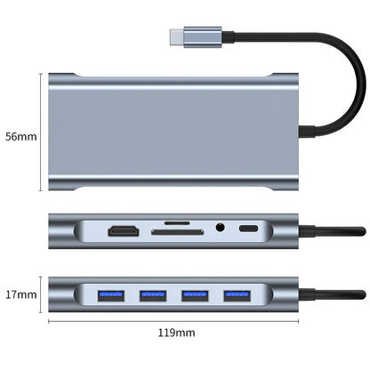 USB C Hub Type C to Hdmi-Compatible RJ45 5/6/8/11 Ports Dock with PD TF SD AUX Usb Hub 3 0 Splitter for Macbook Air Pro PC HUB