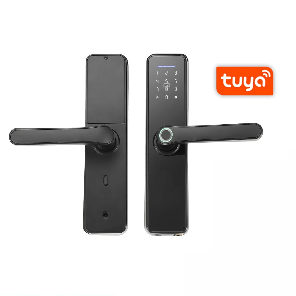 Tuya WIFI Fingerprint Indoor Electronic Lock Smart Fingerprint Password Card Office Door Lock for Hotel Home Tenants