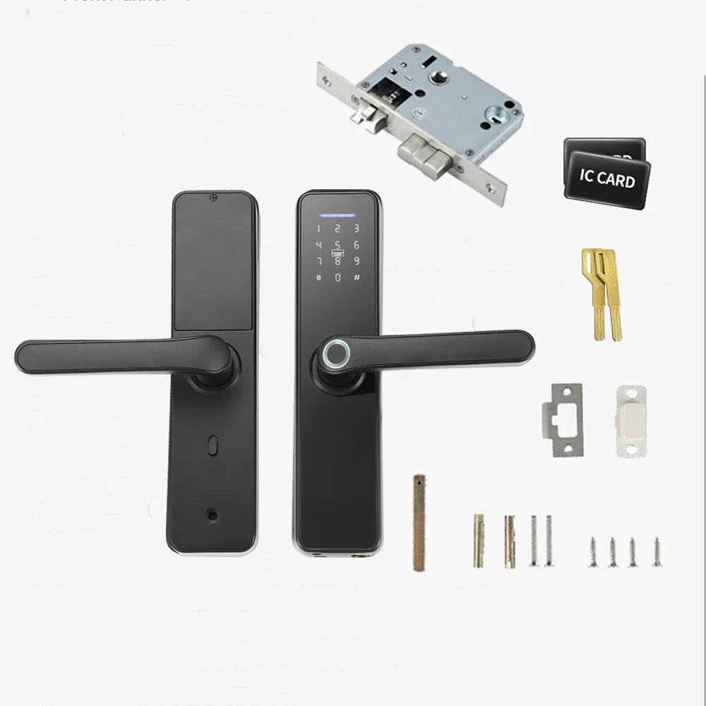 Tuya WIFI Fingerprint Indoor Electronic Lock Smart Fingerprint Password Card Office Door Lock for Hotel Home Tenants