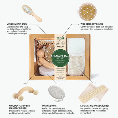 Natural Beauty Spa Gift Basket Body Dry Brushing Set for Showering and Lymphatic Drainage