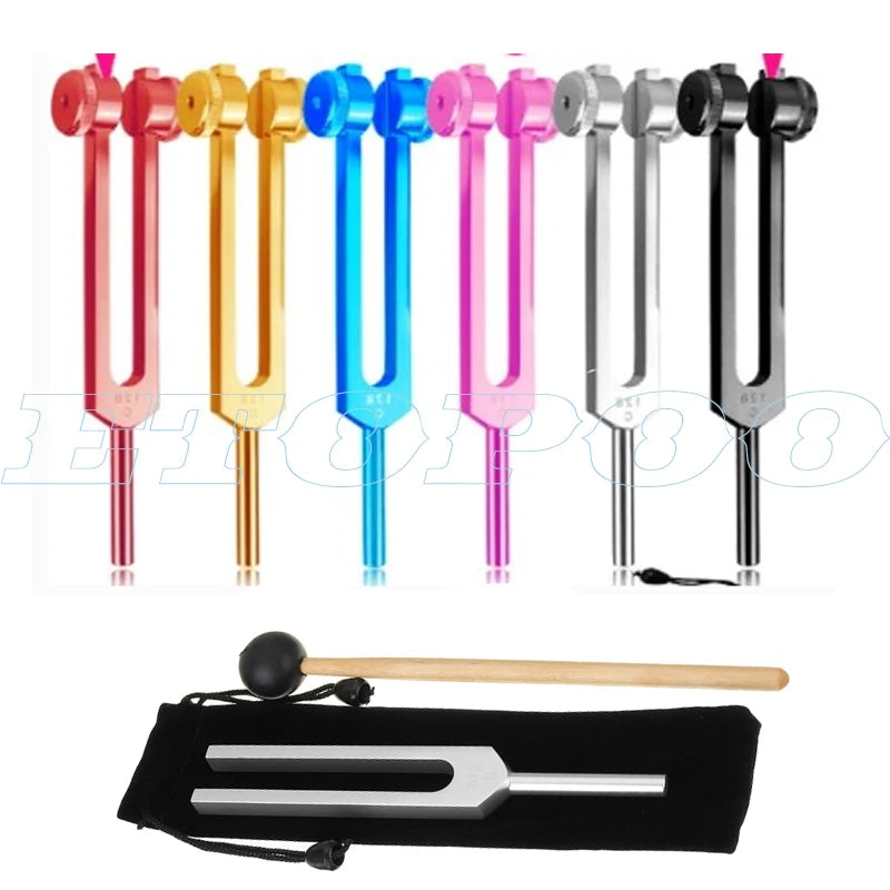 128Hz 256Hz 512Hz Medical Neurological Tuning Fork Sets for Sound Healing Therapy Aluminum Alloy with Hammer and Bag Free