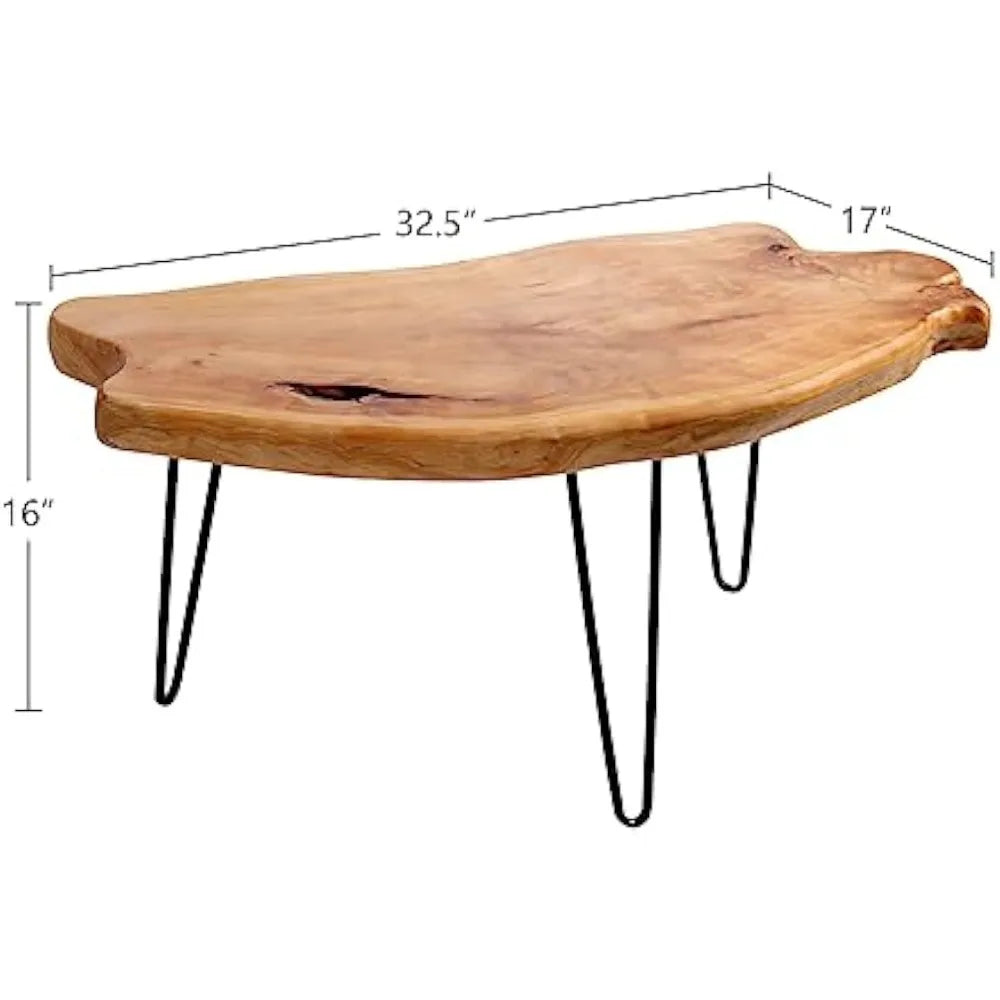 Restaurant Tables Live Edge Cedar Wood Coffee Table Metal Hairpin Legs for Living Room Center Table Salon Furniture Dining Coffe