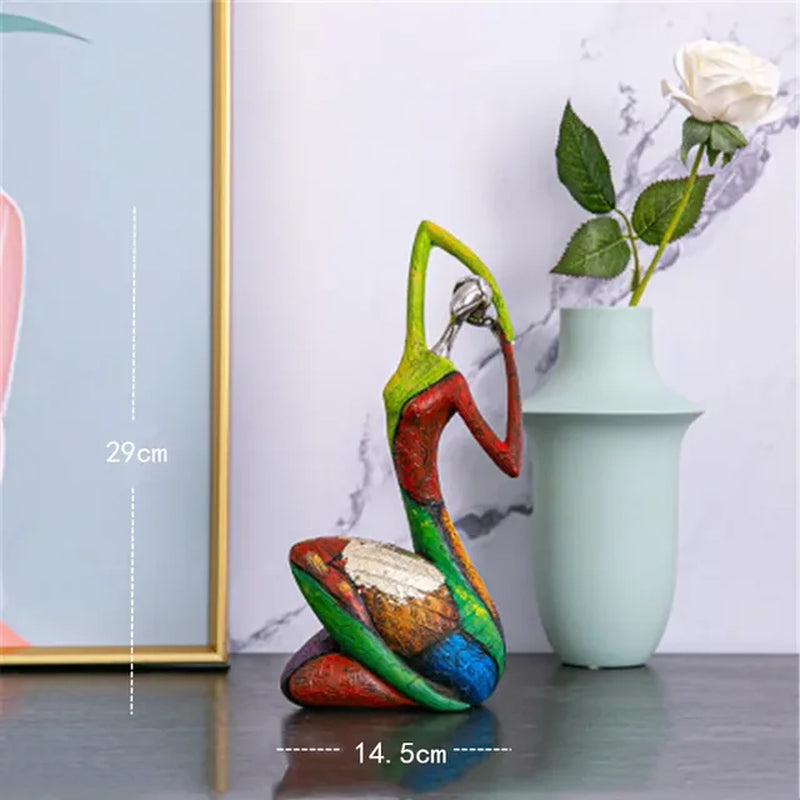 Painting Woman Resin Statue Figurines for Interior Home Decor Living Room Decoration Accessories Sculpture Modern Art A3548