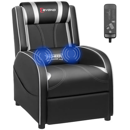 Massage Gaming Recliner Chair PU Leather Home Theater Seating Single Modern Living Room Sofa Recliners, Silver