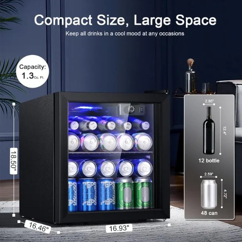 Antarctic Star 12 Bottle/48 Can Beverage Refrigerator, Wine Cooler/Cabinet, Mini Drink Fridge, Clear Front Glass Door