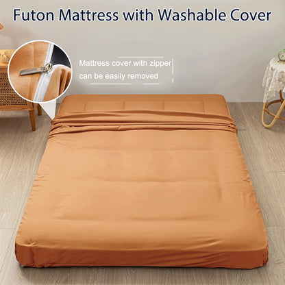 6" Extra Thick Japanese Floor Mattress Futon Mattress, Foldable Mattress Tatami Pad Floor Mattress for Adults Floor Bed Roll up Mattress Guest Mattress Camping Mattress,Black,Twin